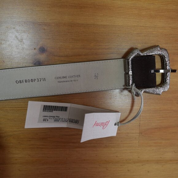 $1100 Brioni Men's Dark Brown Suede Belt Genuine Leather Handmade Italy 120 48 - Picture 8 of 16